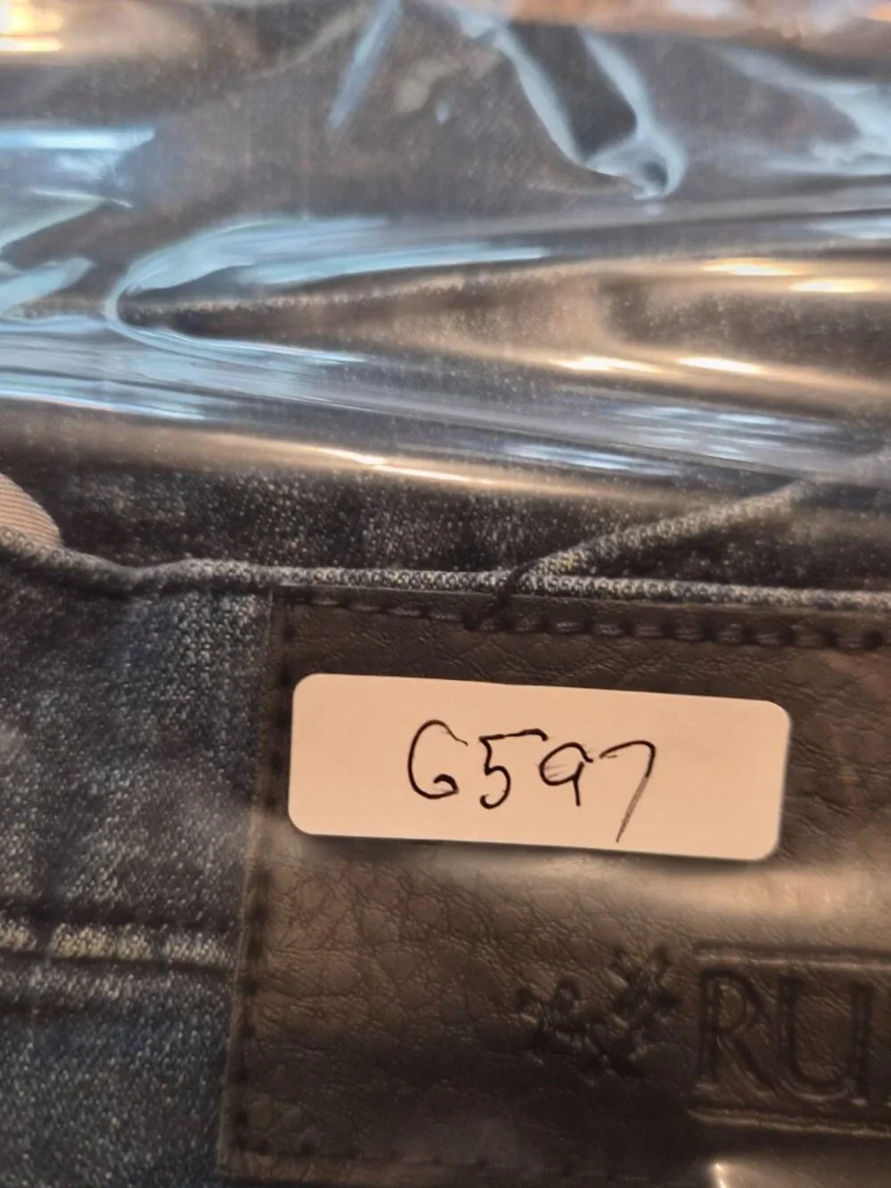 RUDE XXX Slim Straight Mens Jeans Size 36X30 3 Button Blue Dark Wash G597